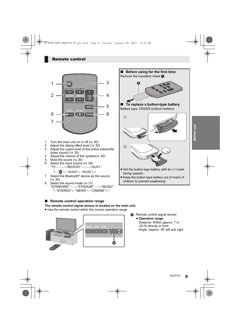 Panasonic SC-HTB770S User Manual | Page 9 / 44