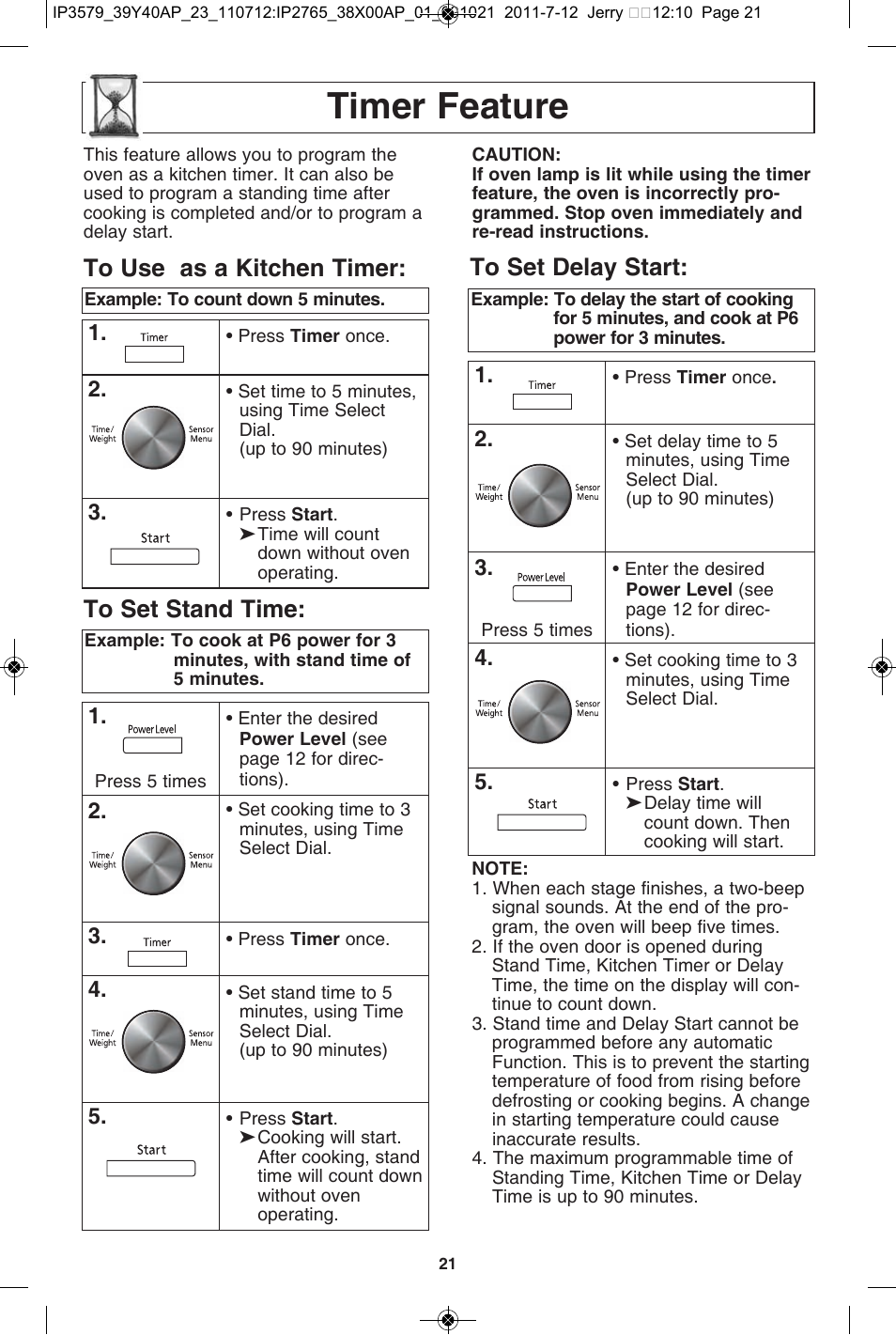 Timer feature | Panasonic NN-SD681S User Manual | Page 23 / 32