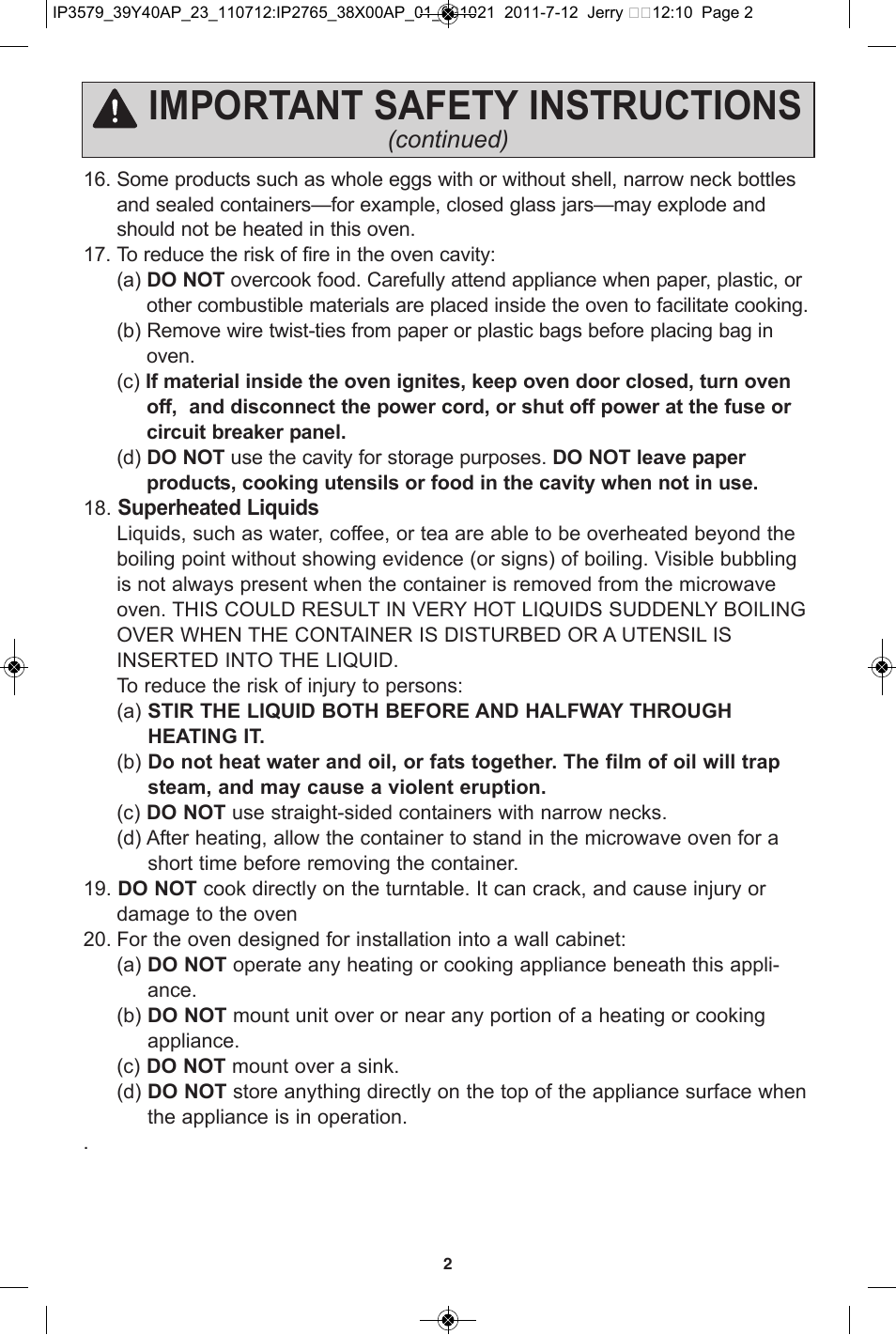 Important safety instructions | Panasonic NN-SD681S User Manual | Page 4 / 32