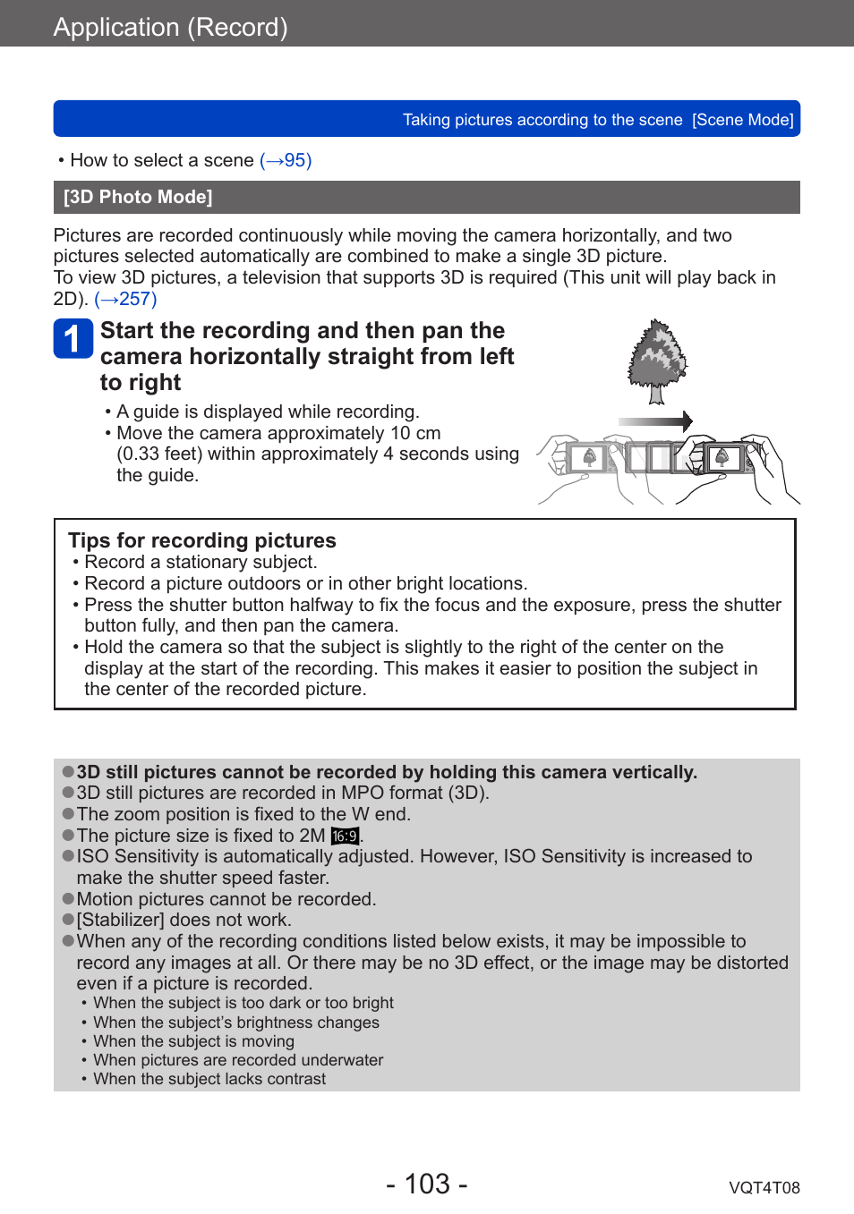 3d photo mode, Application (record) | Panasonic DMC-ZS30K User Manual | Page 103 / 314