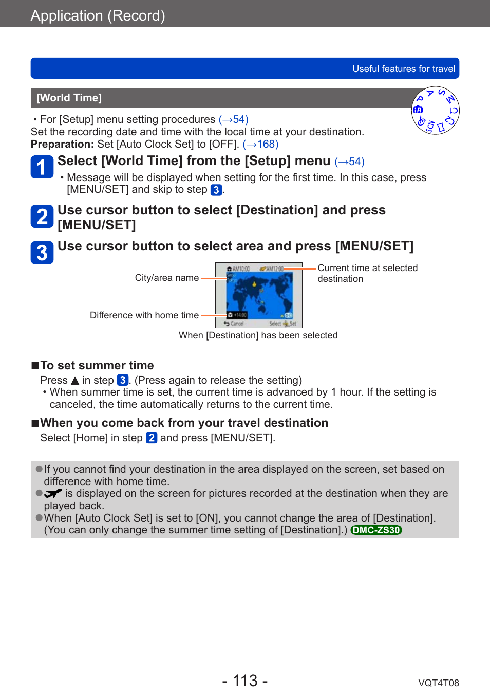 World time, Application (record) | Panasonic DMC-ZS30K User Manual | Page 113 / 314