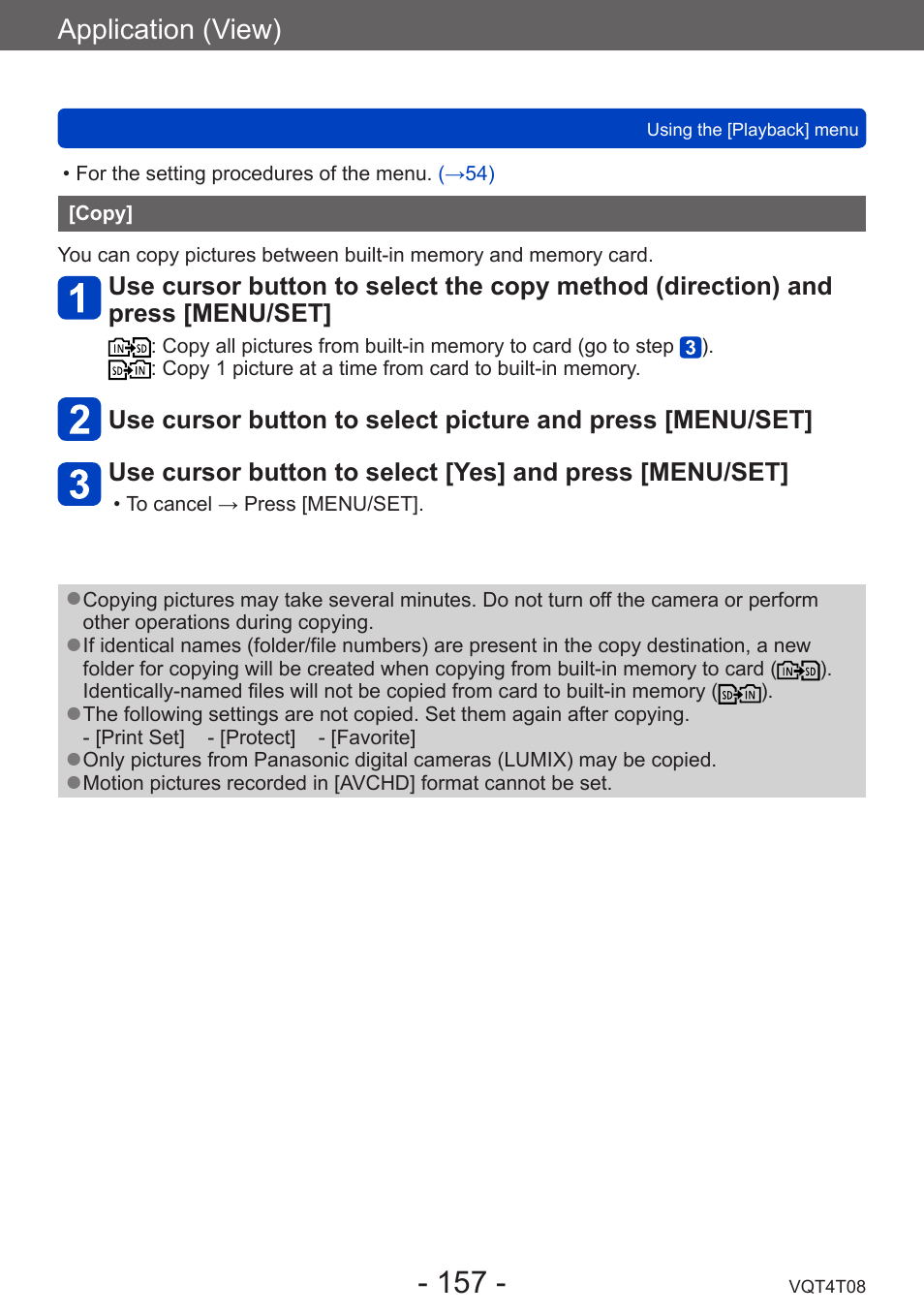 Copy, Application (view) | Panasonic DMC-ZS30K User Manual | Page 157 / 314