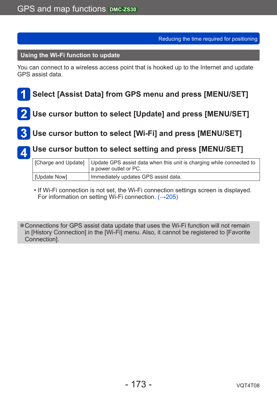 Using the wi-fi function to update, Gps and map functions | Panasonic DMC-ZS30K User Manual | Page 173 / 314