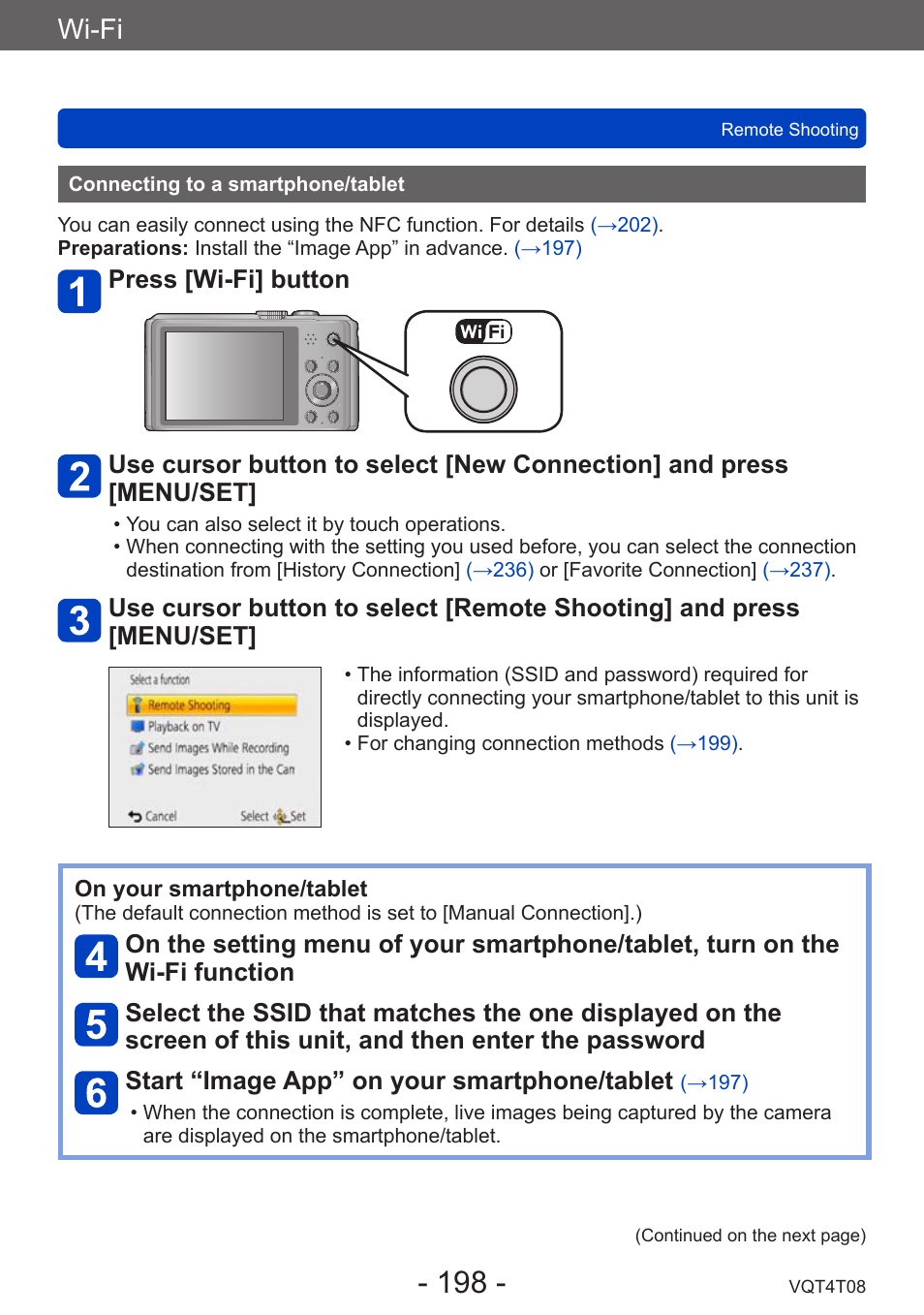 Connecting to a smartphone/tablet, Wi-fi | Panasonic DMC-ZS30K User Manual | Page 198 / 314