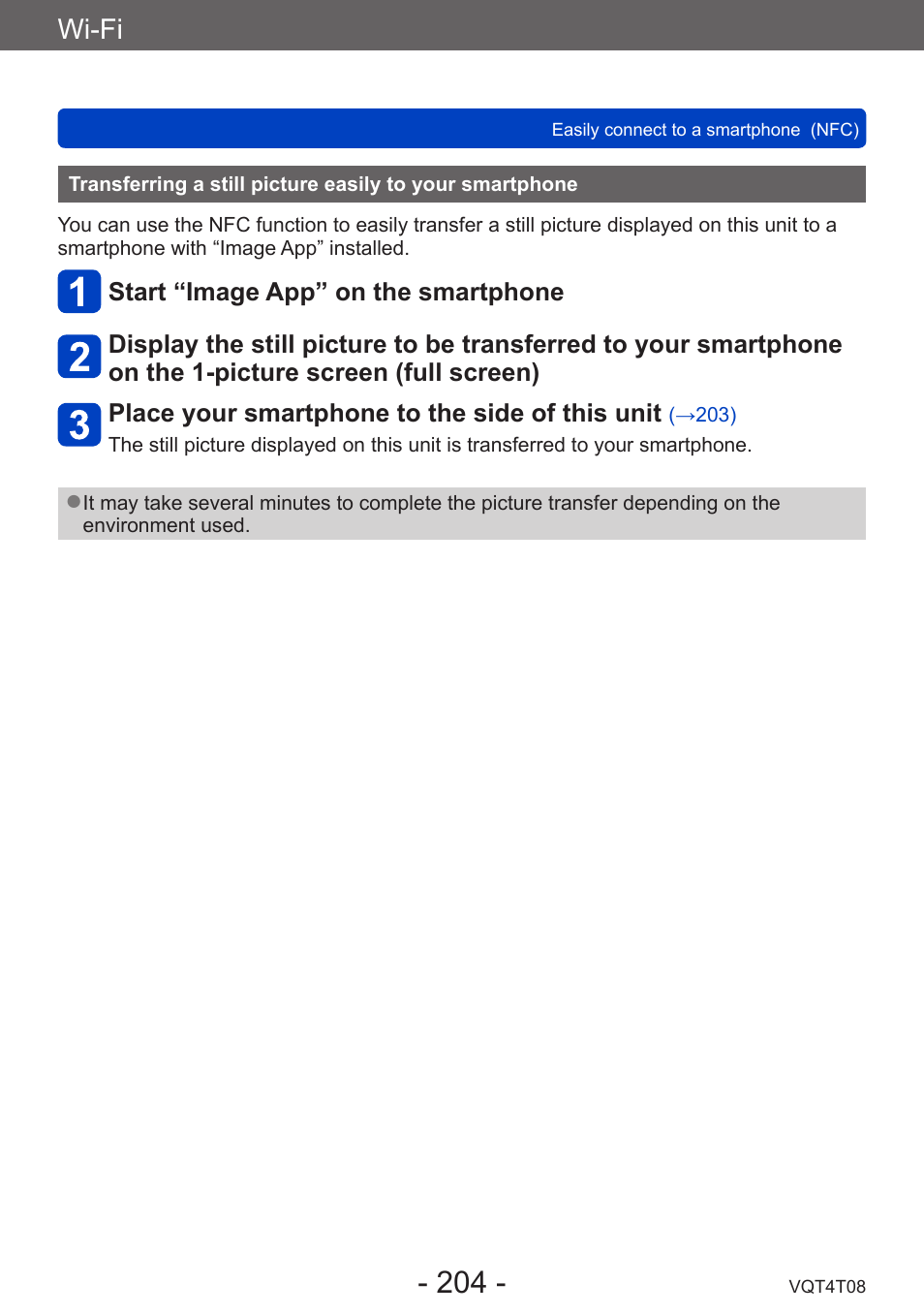 Transferring a still picture easily to your, Smartphone, Wi-fi | Panasonic DMC-ZS30K User Manual | Page 204 / 314