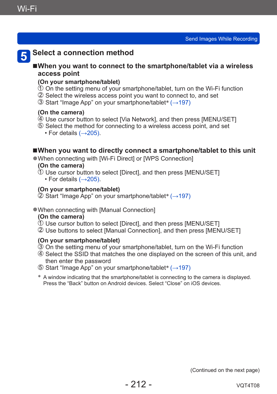 Wi-fi, Select a connection method | Panasonic DMC-ZS30K User Manual | Page 212 / 314