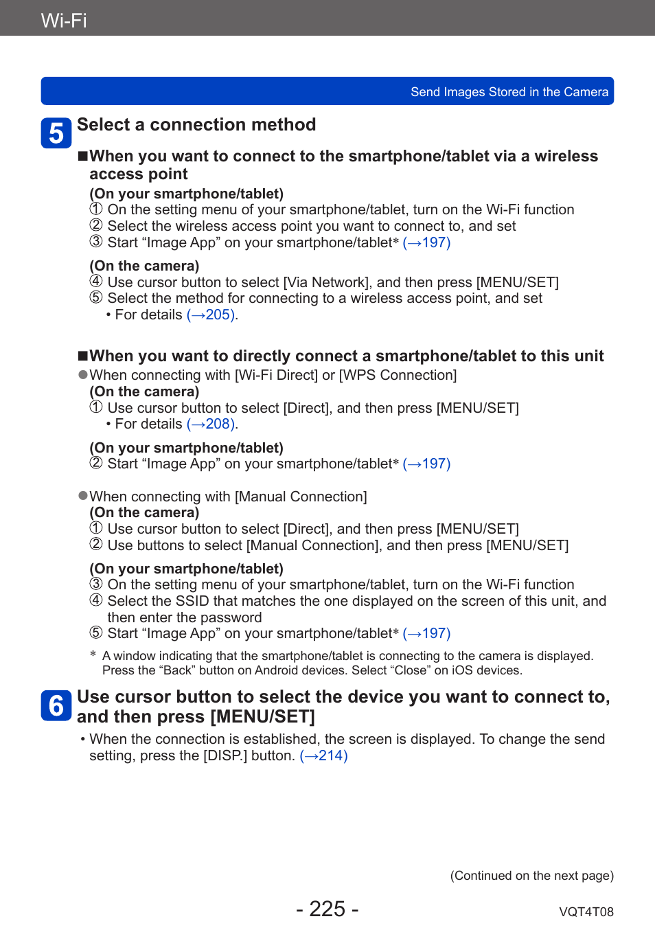 Wi-fi, Select a connection method | Panasonic DMC-ZS30K User Manual | Page 225 / 314