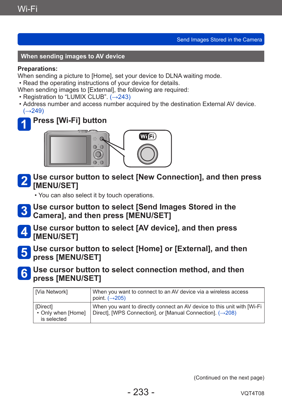 When sending images to av device, Wi-fi | Panasonic DMC-ZS30K User Manual | Page 233 / 314