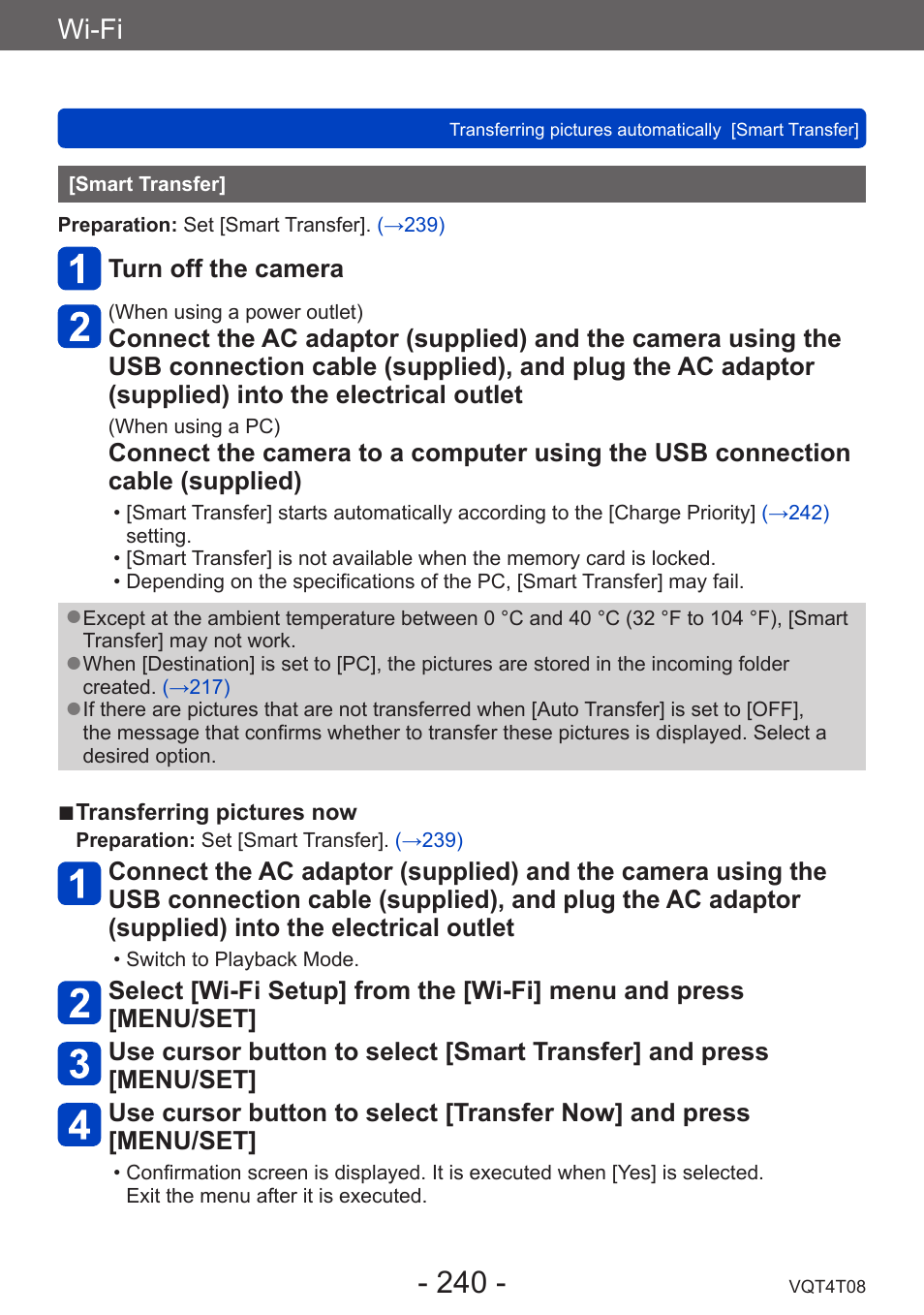 Smart transfer, Wi-fi | Panasonic DMC-ZS30K User Manual | Page 240 / 314