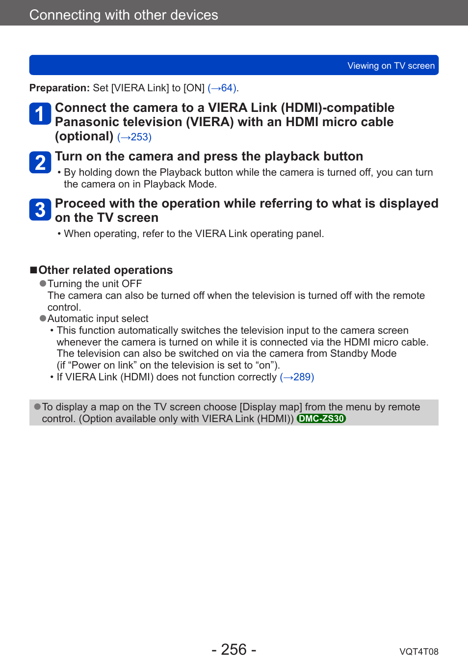 Connecting with other devices | Panasonic DMC-ZS30K User Manual | Page 256 / 314