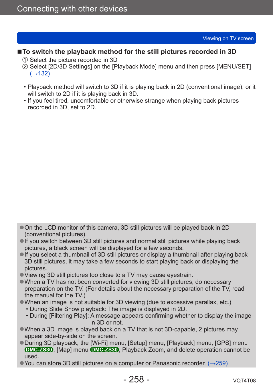 Connecting with other devices | Panasonic DMC-ZS30K User Manual | Page 258 / 314