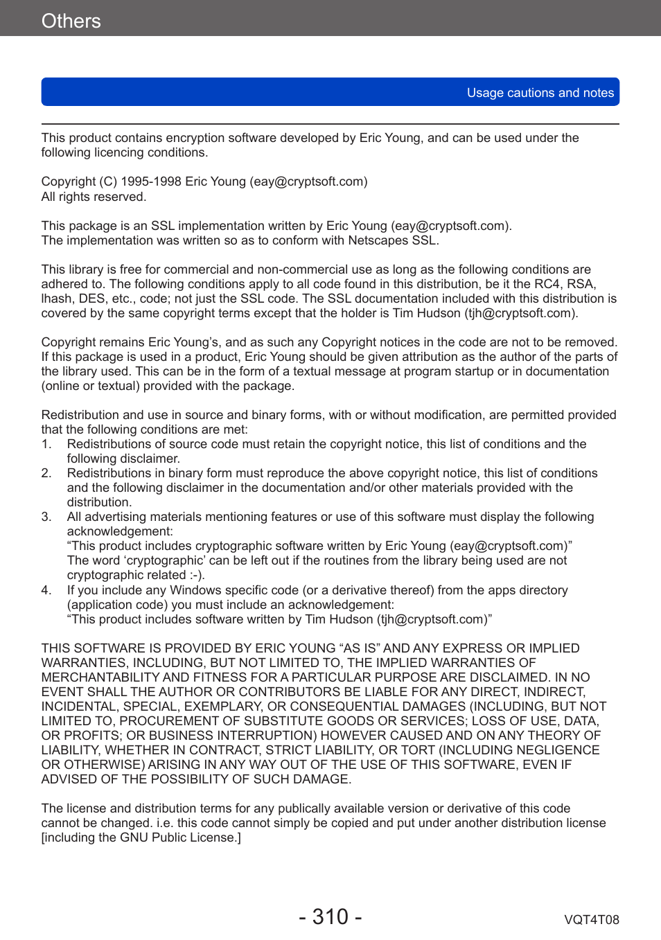 Others | Panasonic DMC-ZS30K User Manual | Page 310 / 314