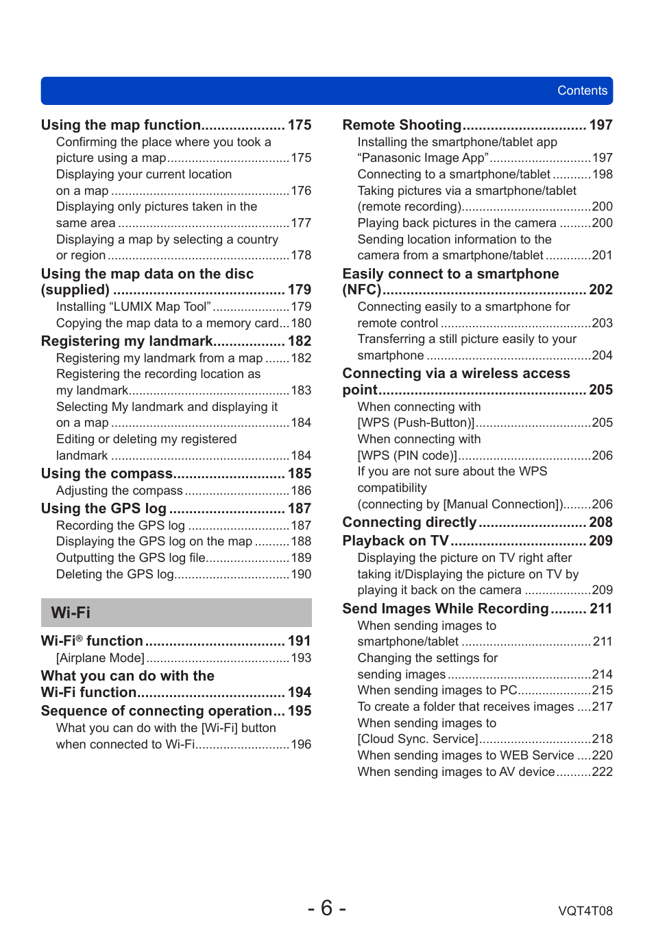 Wi-fi | Panasonic DMC-ZS30K User Manual | Page 6 / 314