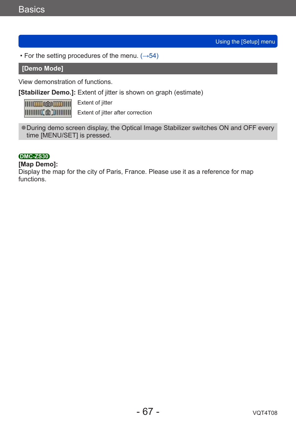 Demo mode, Basics | Panasonic DMC-ZS30K User Manual | Page 67 / 314