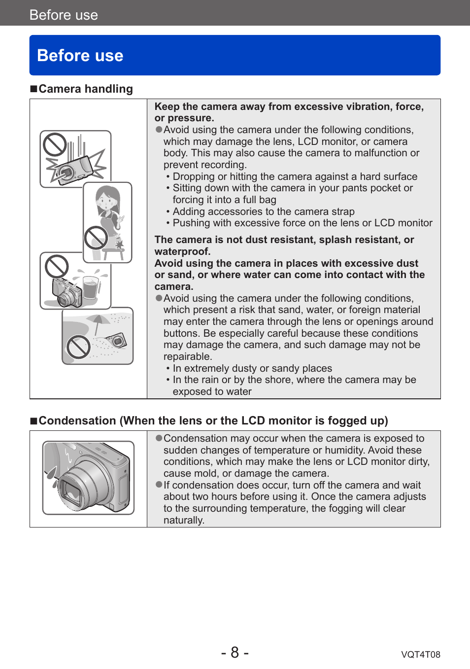 Before use | Panasonic DMC-ZS30K User Manual | Page 8 / 314