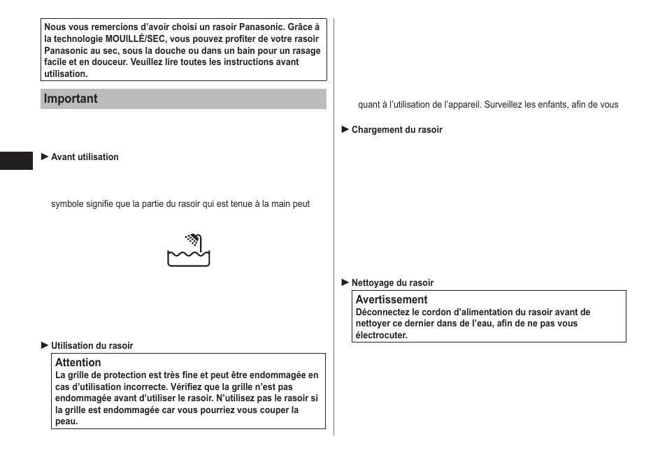 Important | Panasonic ES-LT41-K User Manual | Page 10 / 32