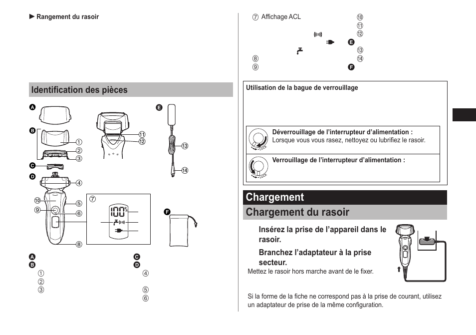 Chargement chargement du rasoir | Panasonic ES-LT41-K User Manual | Page 11 / 32