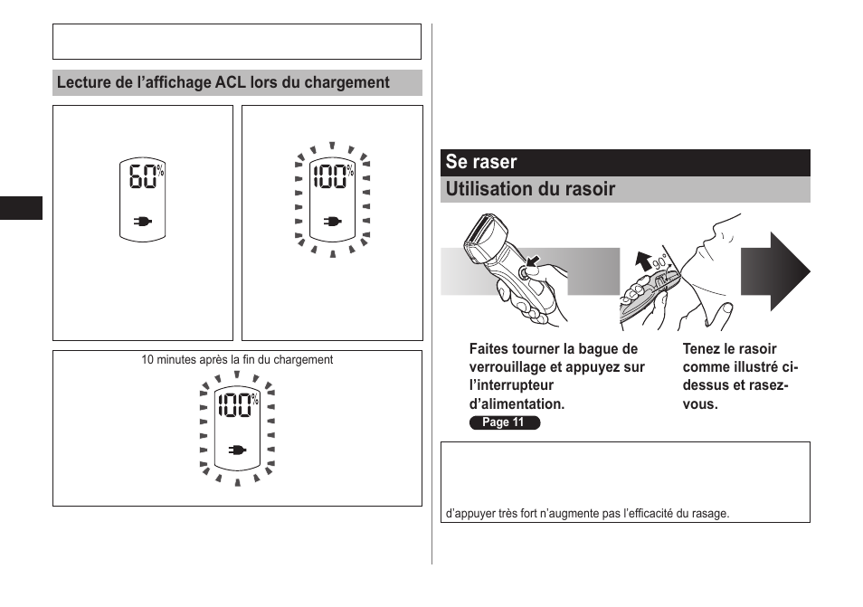 Se raser utilisation du rasoir | Panasonic ES-LT41-K User Manual | Page 12 / 32