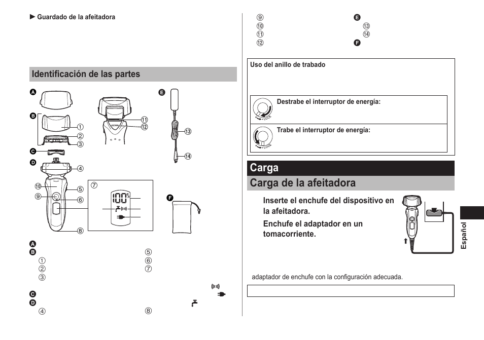 Carga carga de la afeitadora | Panasonic ES-LT41-K User Manual | Page 19 / 32