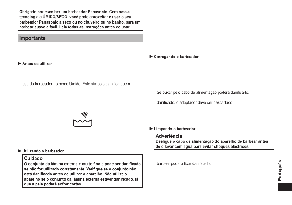 Importante | Panasonic ES-LT41-K User Manual | Page 25 / 32