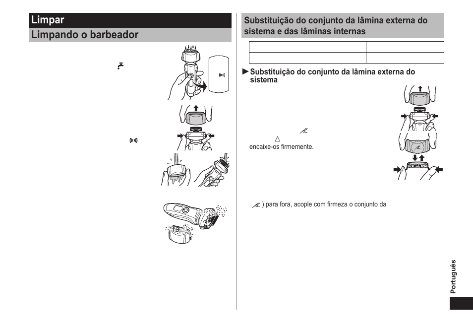 Limpar limpando o barbeador | Panasonic ES-LT41-K User Manual | Page 29 / 32