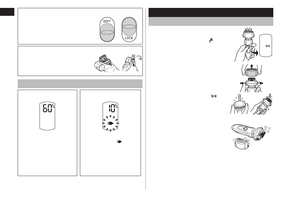 Clean cleaningtheshaver, Readingthelcdpanelwhenusing | Panasonic ES-LT41-K User Manual | Page 6 / 32