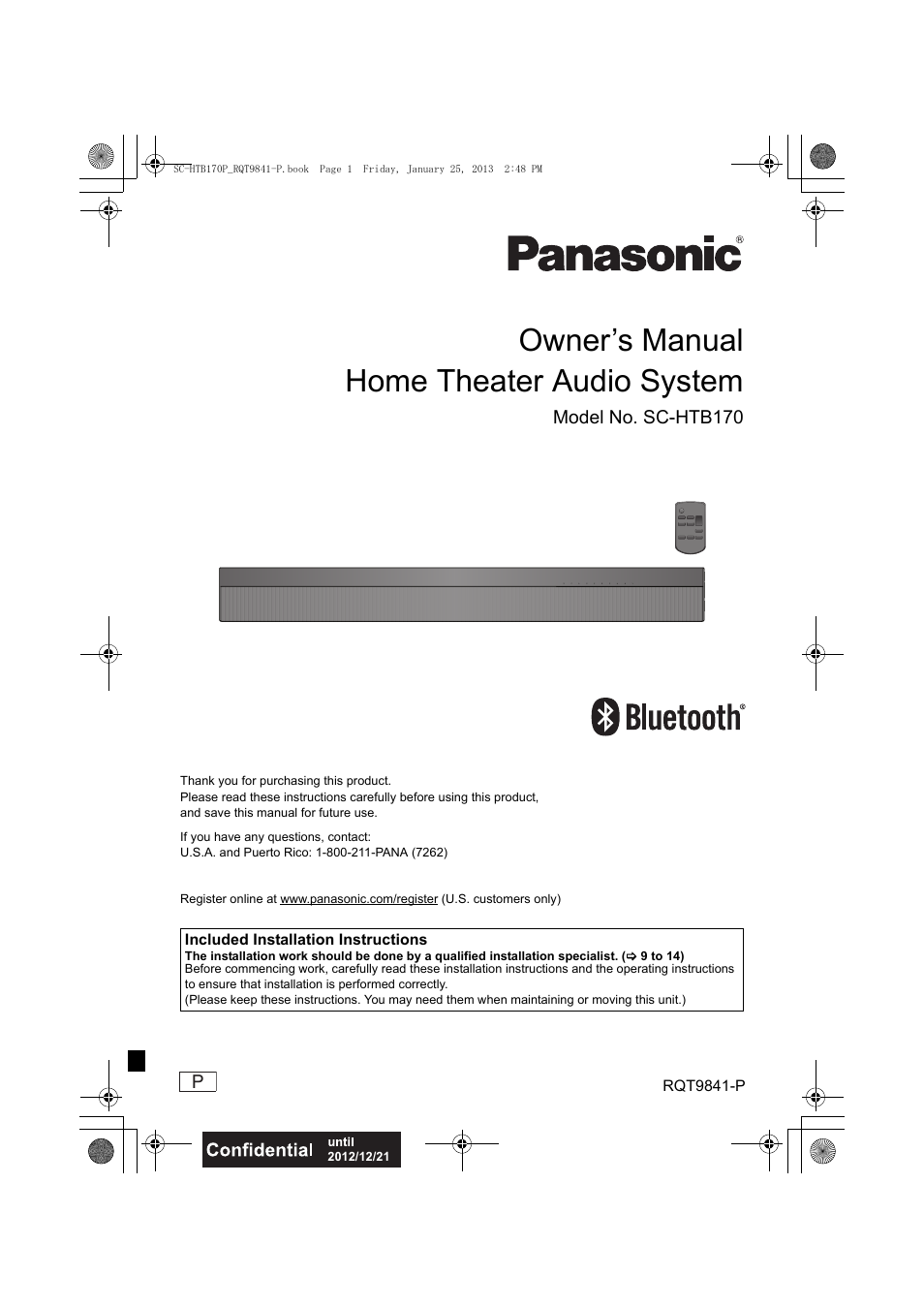 Panasonic SC-HTB170 User Manual | 32 pages