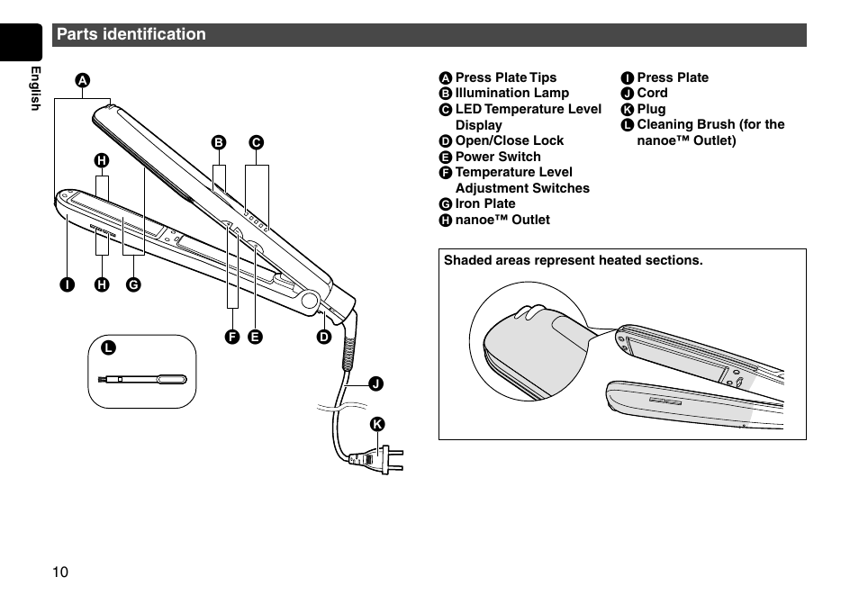 Parts identification | Panasonic EH-HS95-K User Manual | Page 10 / 36