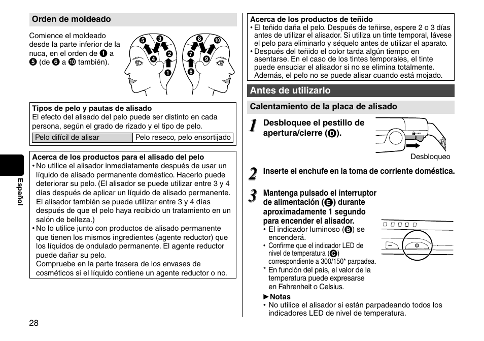 Antes de utilizarlo | Panasonic EH-HS95-K User Manual | Page 28 / 36