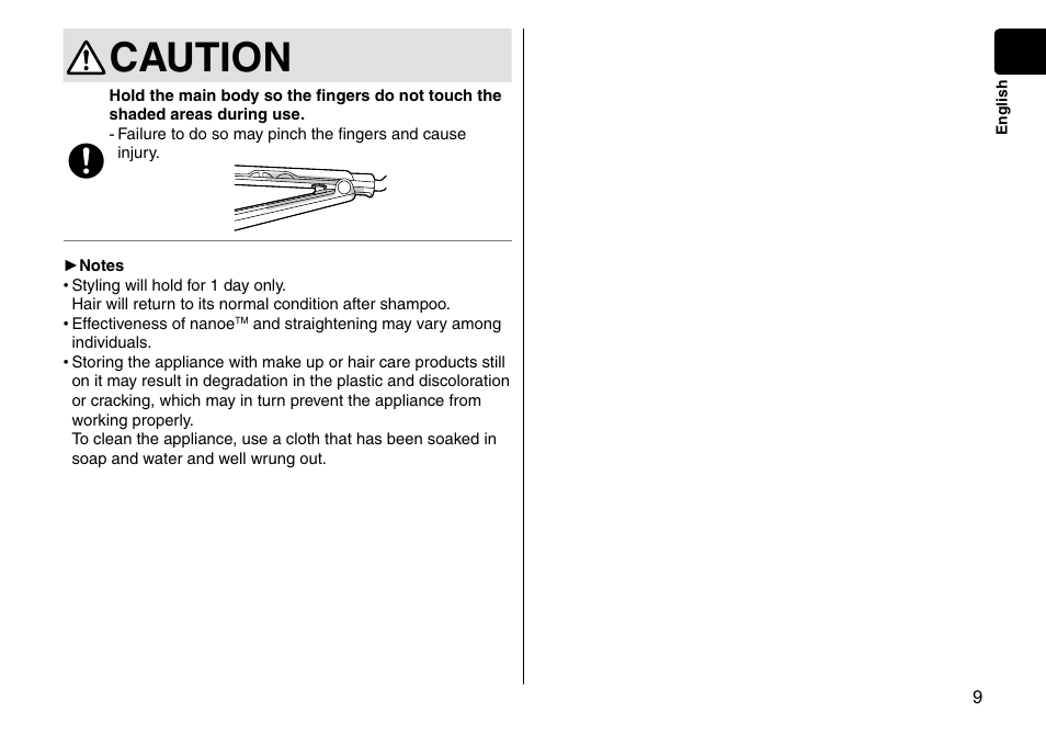 Caution | Panasonic EH-HS95-K User Manual | Page 9 / 36