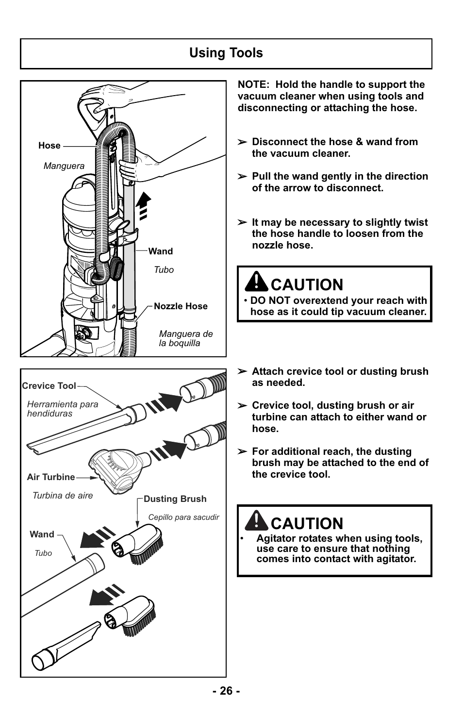 Using tools, Caution | Panasonic MC-UL425 User Manual | Page 26 / 64