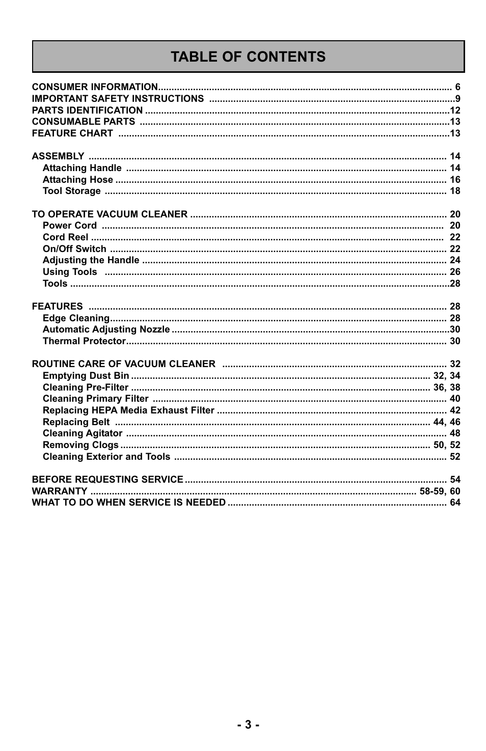 Panasonic MC-UL425 User Manual | Page 3 / 64