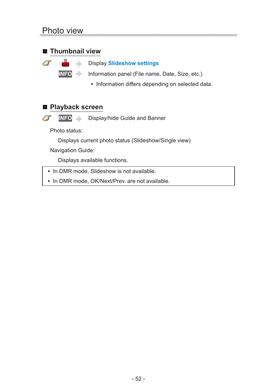 Photo view | Panasonic TC-60AS640U User Manual | Page 52 / 171