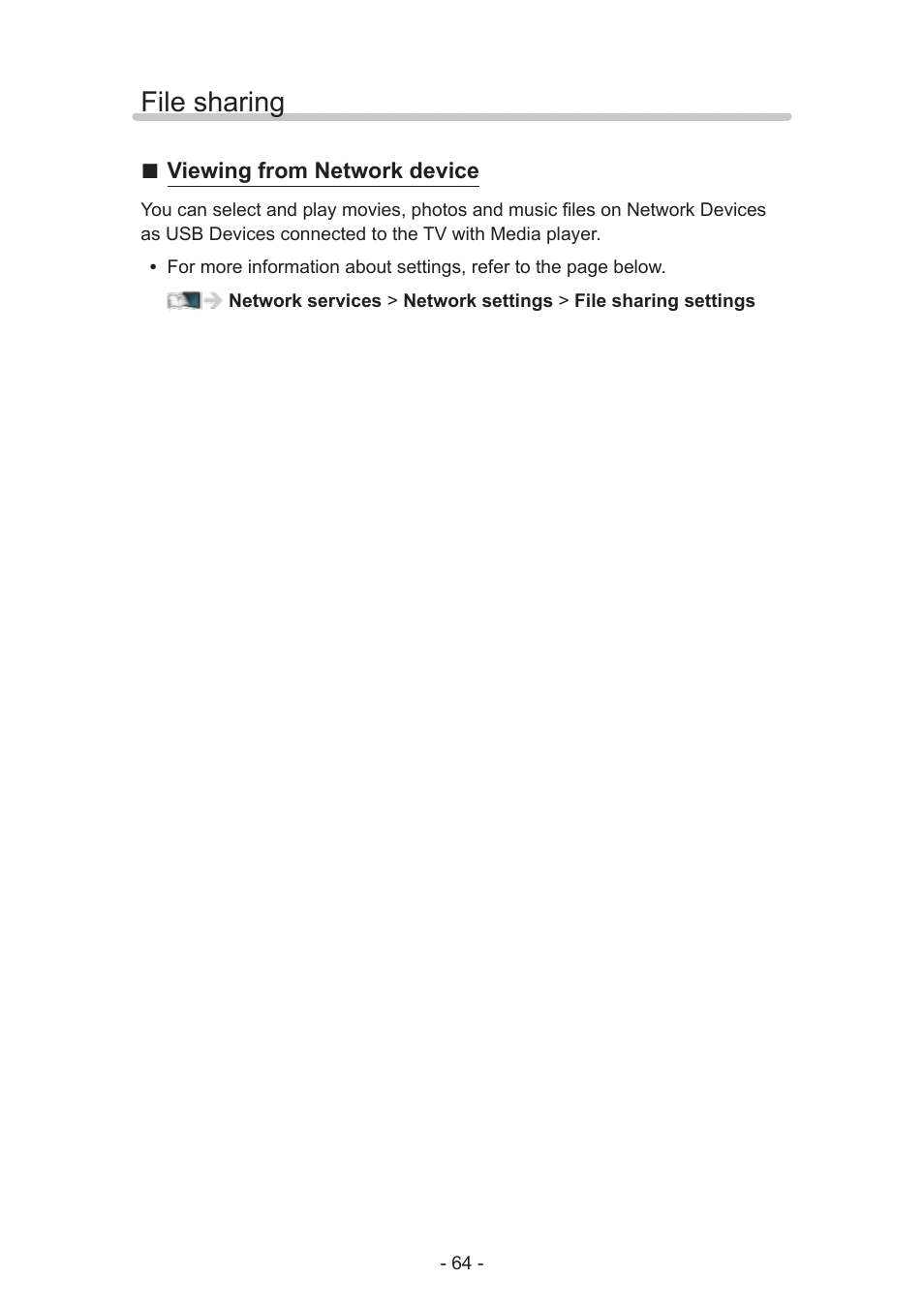 File sharing, File sharing 64 | Panasonic TC-60AS640U User Manual | Page 64 / 171