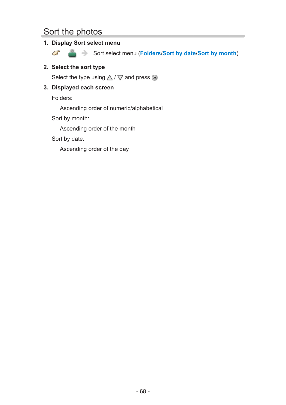 Sort the photos | Panasonic TC-60AS640U User Manual | Page 68 / 171