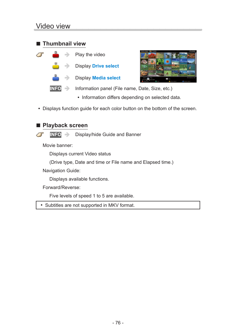 Video view | Panasonic TC-60AS640U User Manual | Page 76 / 171