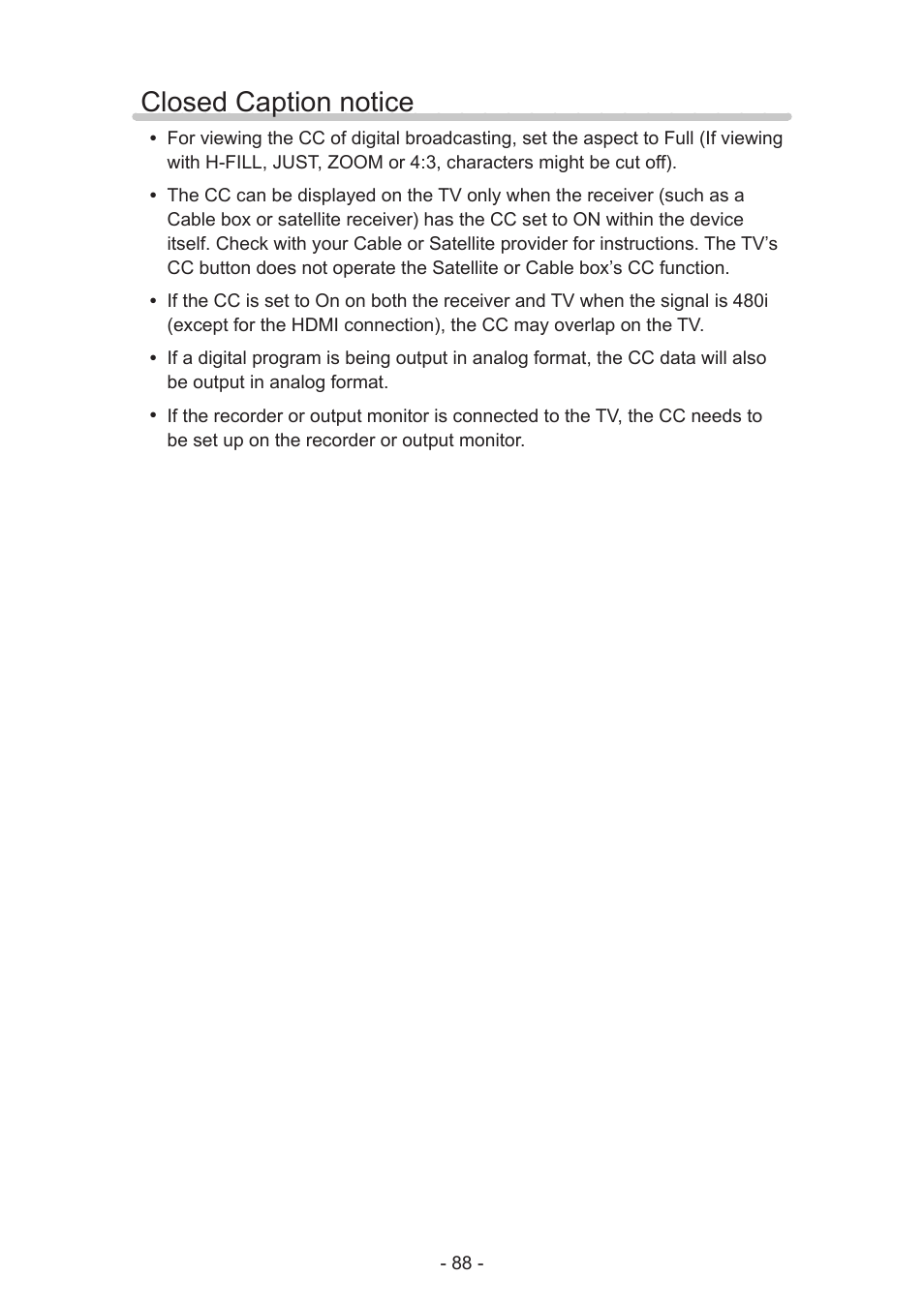 Closed caption notice | Panasonic TC-60AS640U User Manual | Page 88 / 171