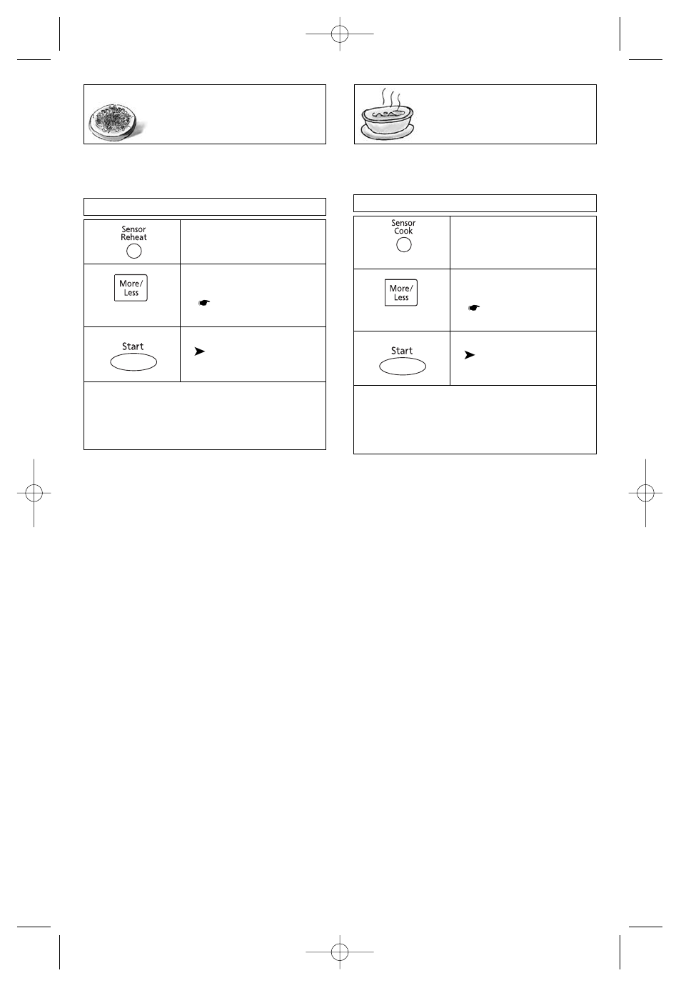 Sensor reheat feature, Sensor cook feature, Sensor reheat feature sensor cook feature | Panasonic NN-SN778S User Manual | Page 18 / 30