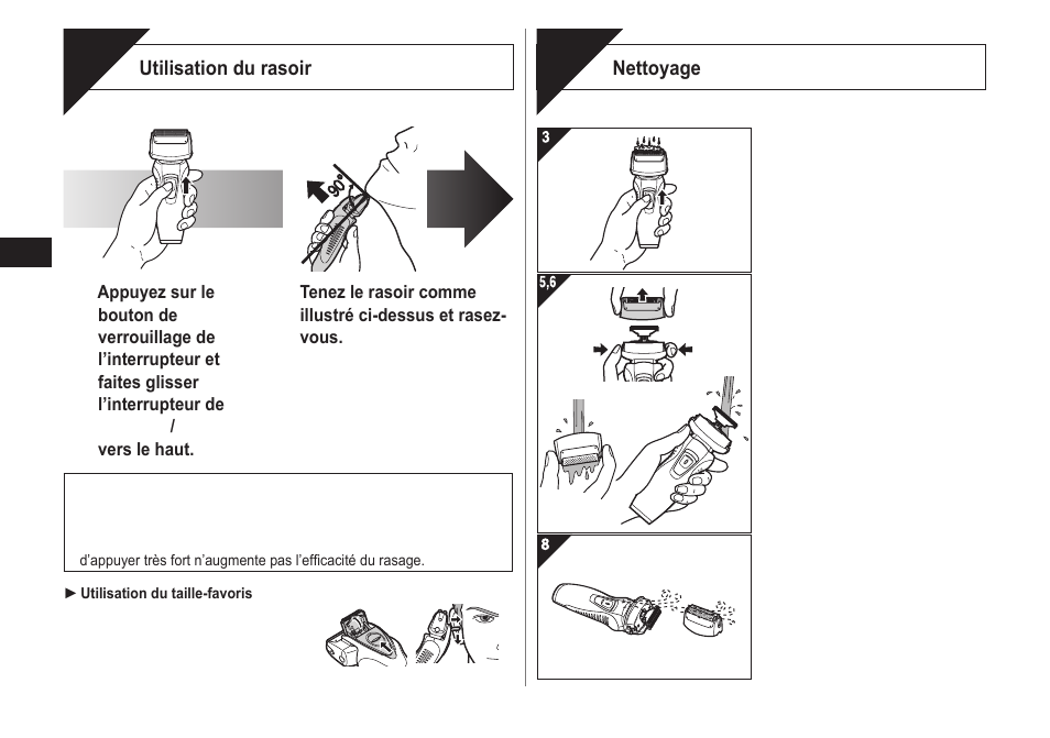 Se raser, Nettoyer | Panasonic ES-RW30-S User Manual | Page 10 / 24