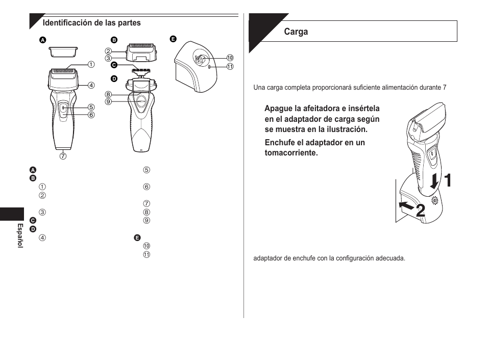 Carga | Panasonic ES-RW30-S User Manual | Page 14 / 24