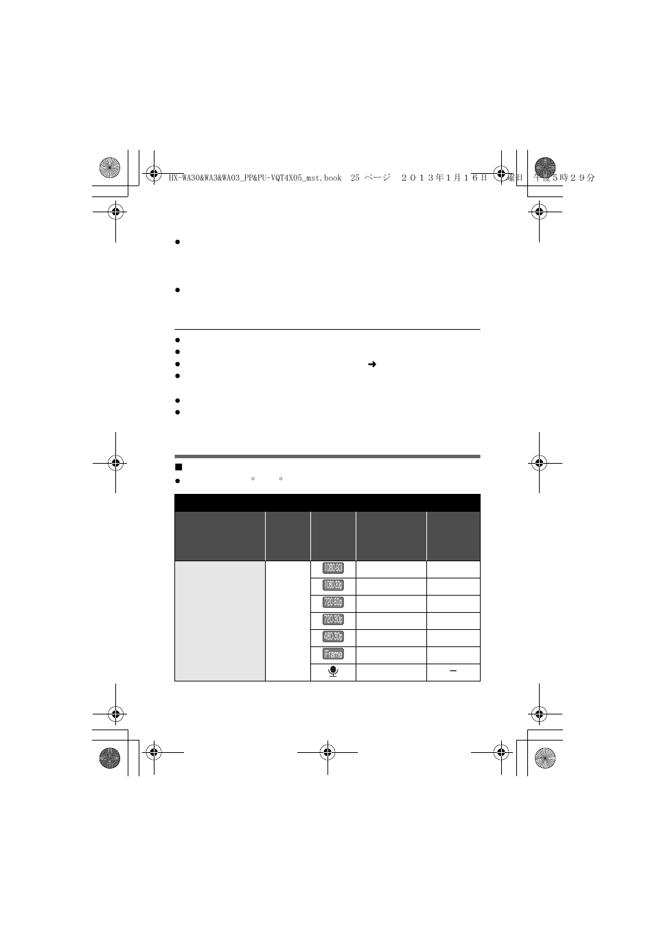 Charging and recording time | Panasonic HX-WA03W User Manual | Page 25 / 64