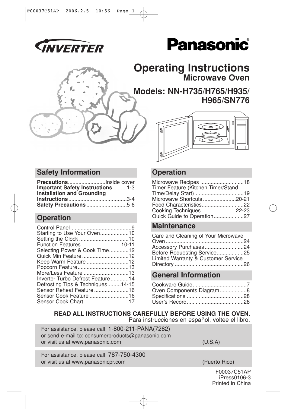 Panasonic NN-H765WF User Manual | 60 pages