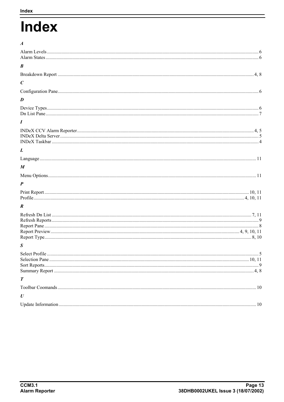 Index | Avaya CCM3.1 User Manual | Page 13 / 14