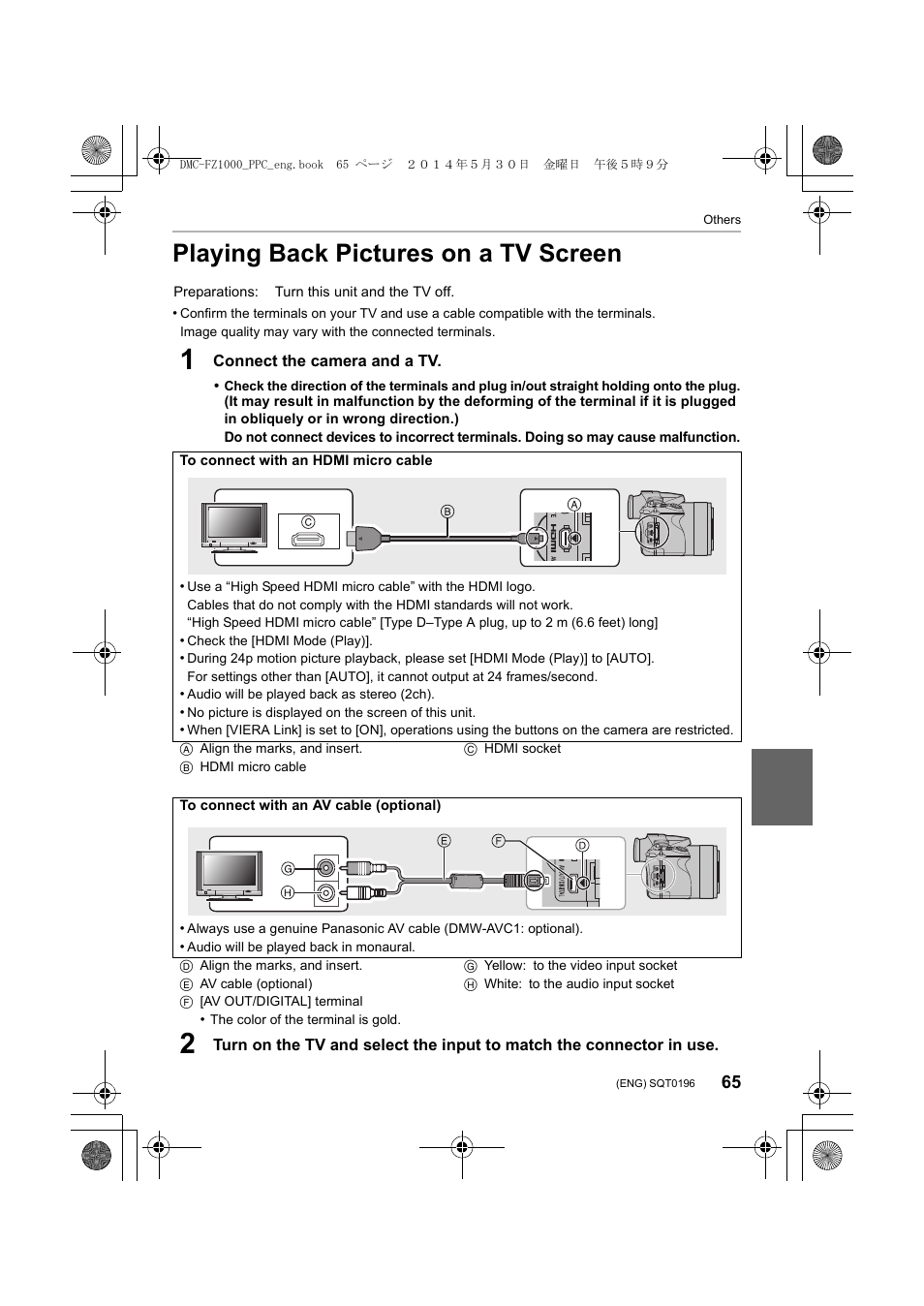 Playing back pictures on a tv screen | Panasonic DMC-FZ1000 User Manual | Page 65 / 96