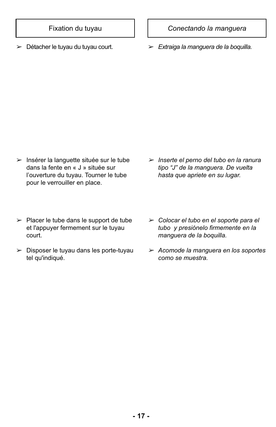 Conectando la manguera | Panasonic MC-UL423 User Manual | Page 17 / 68