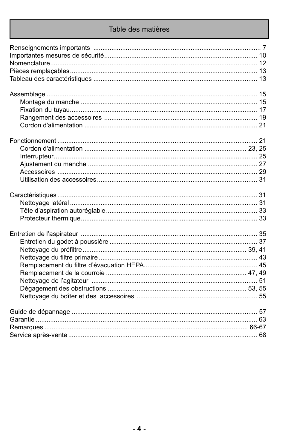 Panasonic MC-UL423 User Manual | Page 4 / 68
