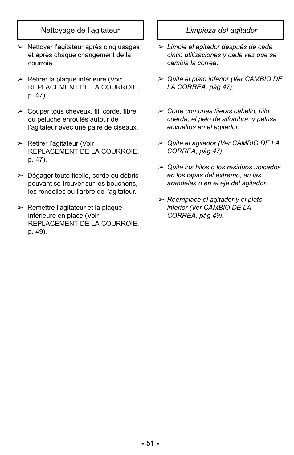 Limpieza del agitador | Panasonic MC-UL423 User Manual | Page 51 / 68
