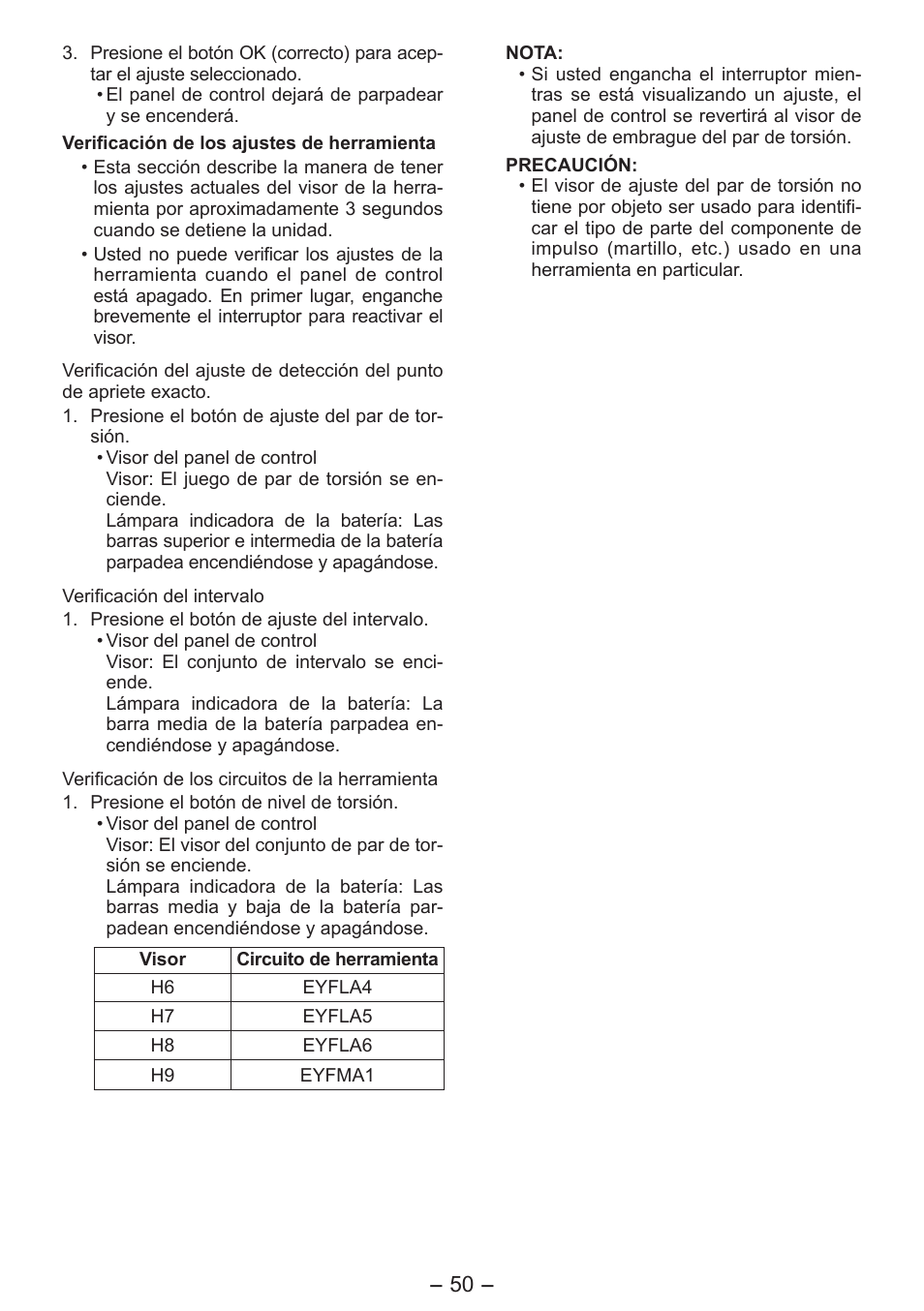 Panasonic EYFLA6P User Manual | Page 50 / 56