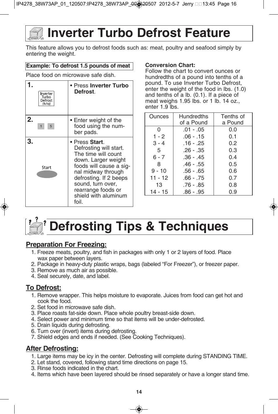 Panasonic NN-SN942B User Manual | Page 16 / 60