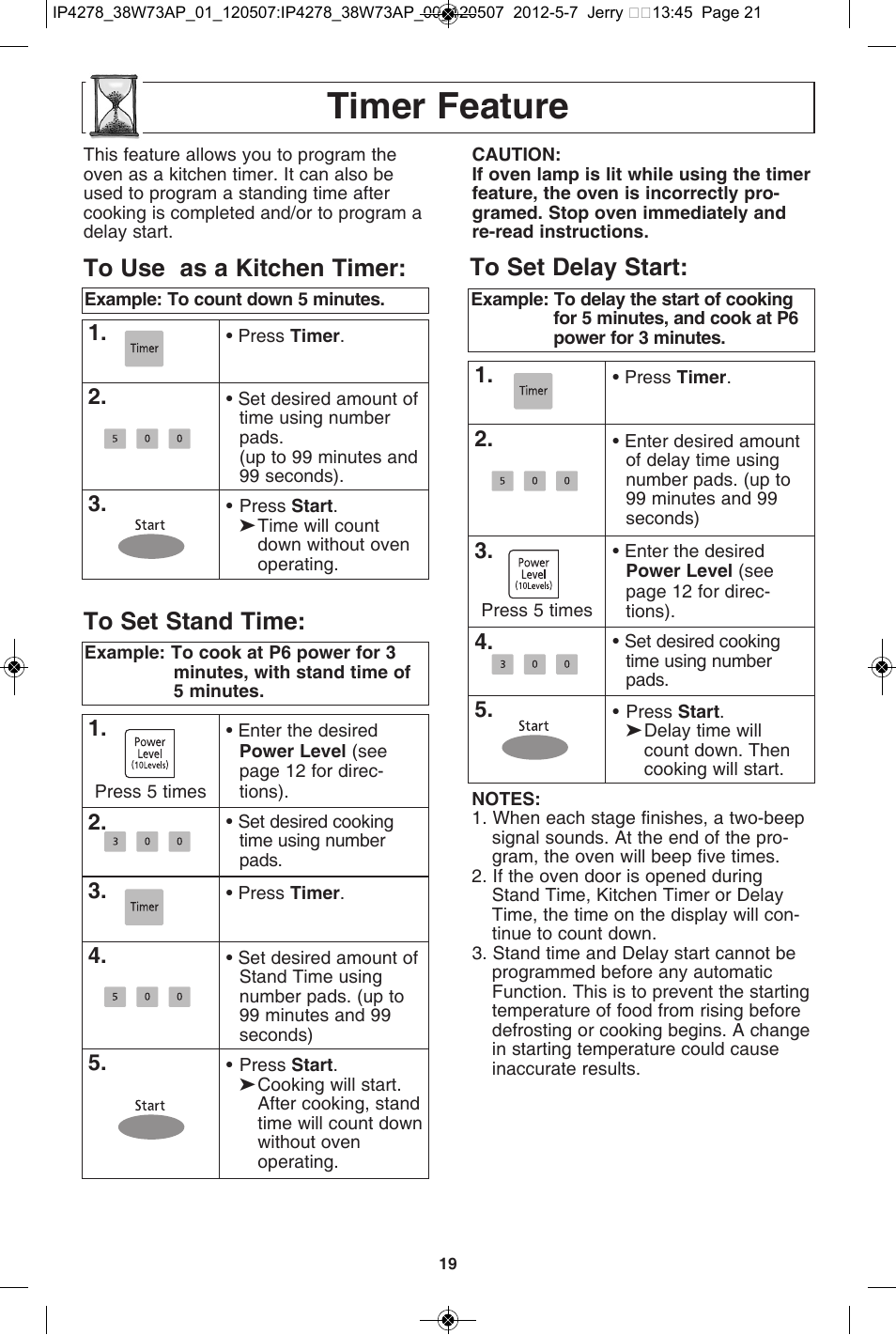 Timer feature | Panasonic NN-SN942B User Manual | Page 21 / 60
